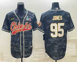Mens Kansas City Chiefs #95 Chris Jones Grey Camo With Super Bowl LVII Patch Cool Base Stitched Baseball Jersey->kansas city chiefs->NFL Jersey